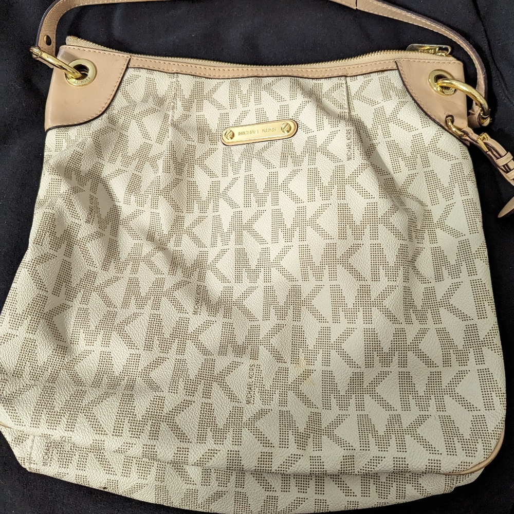 Cream and Tan Michael Kors shoulder bag
